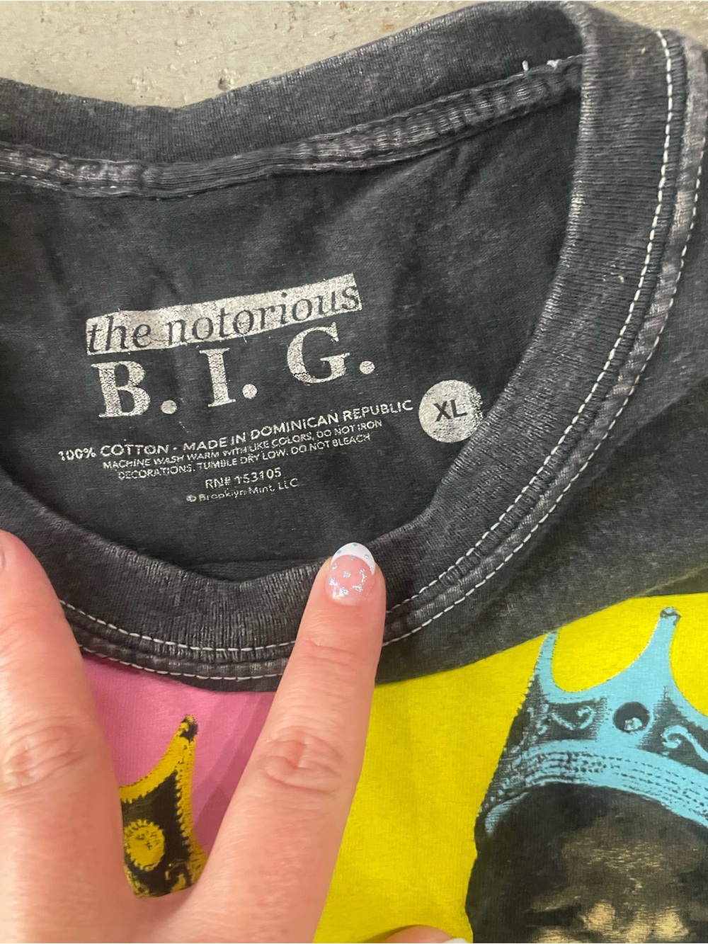 The Notorious B.I.G. Black Graphic Washed Tee with Colorful Four-Panel Sz XL - Picture 2 of 6